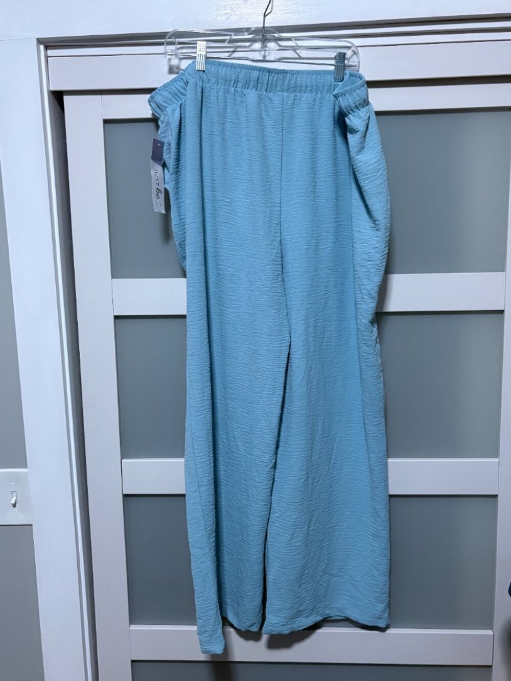 Just Be Forget Me Knot Drawstring Women's Guaze Flowy Pants sz 3X Light Blue NWT